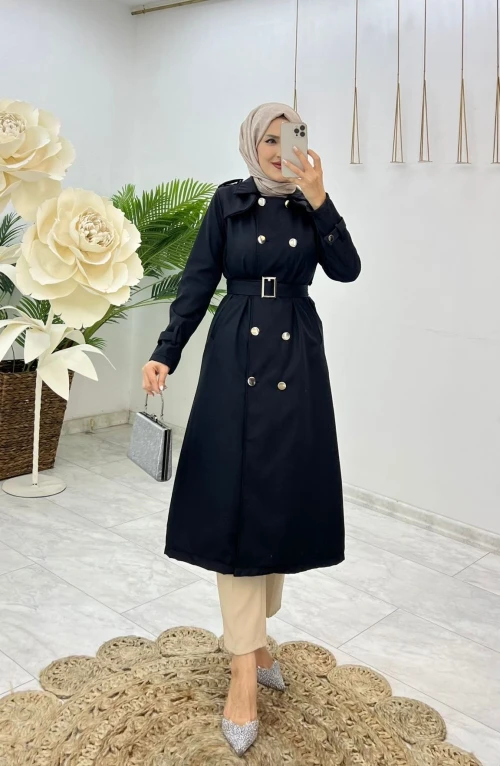 Siyah Sultan Trenç Tesettür Giyim