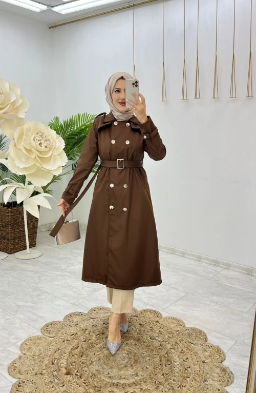 Kahve Sultan Trenç Tesettür Giyim