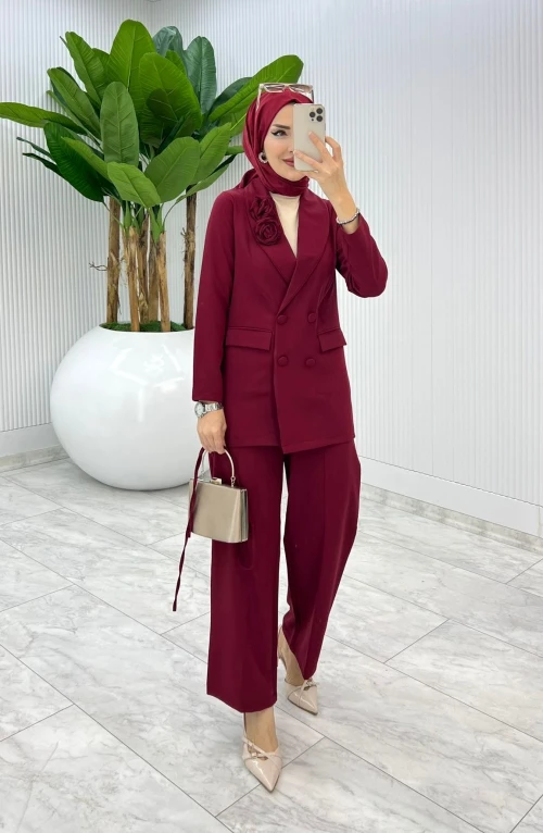 Bordo Oversize Masal Kap Tesettür Giyim