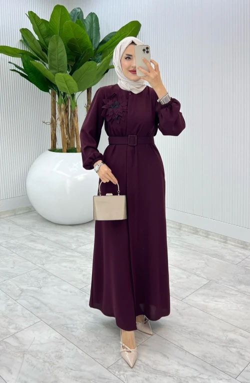 Bordo Premium Yasemin Ferace Tesettür Giyim