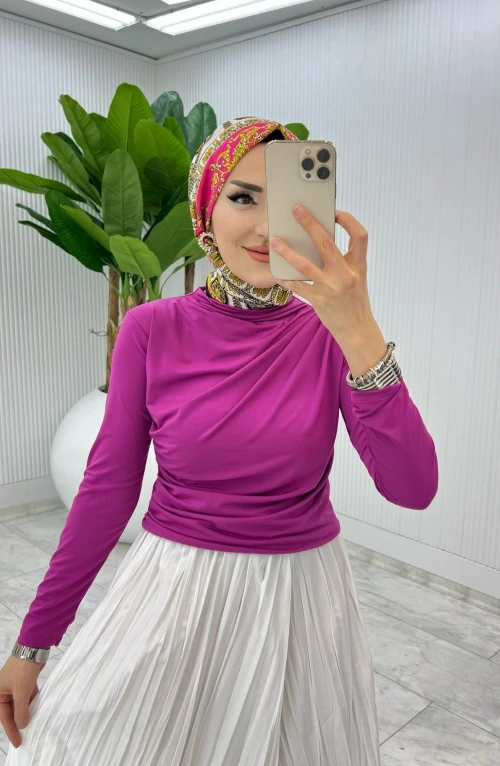 Fuşya Tek Sadece Bluz Tesettür Giyim