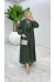 Haki Premium Melek Abaya Takım Tesettür Giyim