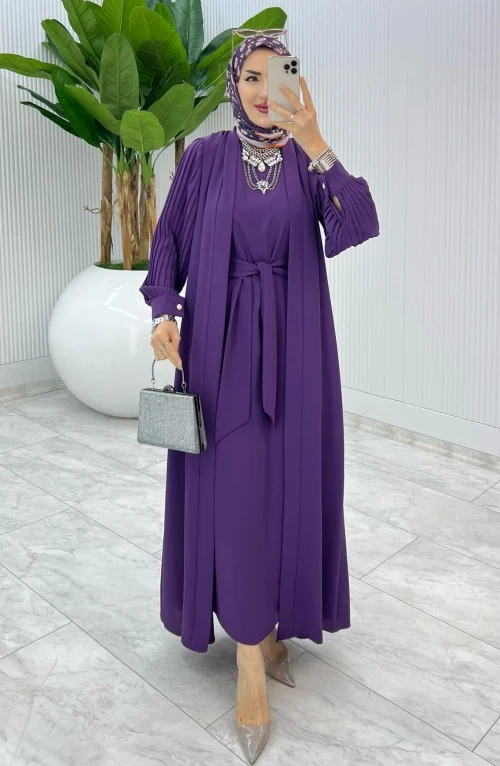 Mürdüm Premıum Melek Abaya Takım Tesettür Giyim