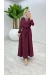 Bordo Premium Düğmeli Elbise Tesettür Giyim