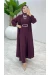 Bordo Premium Silva Tulumlu Abaya Takım Tesettür Giyim
