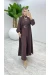 Kahve Premium Silva Tulumlu Abaya Takım Tesettür Giyim