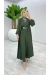 Haki Premium Silva Tulumlu Abaya Takım Tesettür Giyim