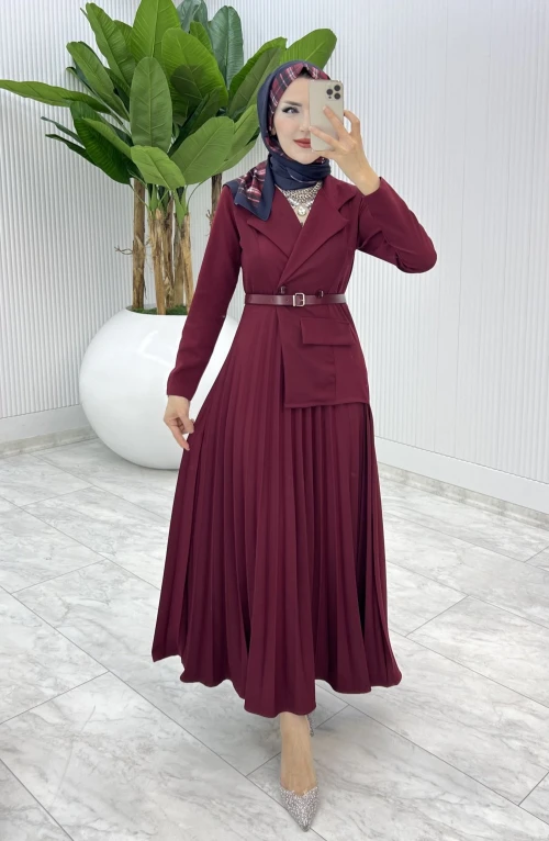 Bordo Tasarım Tuana Elbise Tesettür Giyim