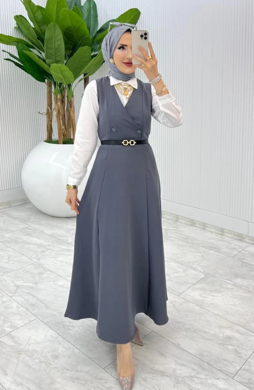 Gri Hazen Jile Tesettür Giyim