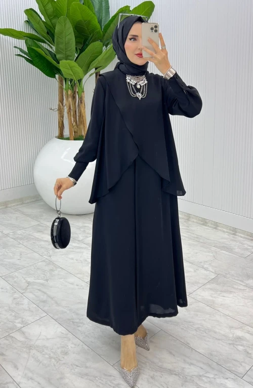 Siyah Premium Asalet Elbise Tesettür Giyim