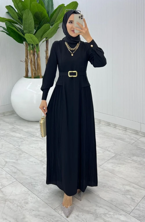 Siyah Premium Selena Elbise Tesettür Giyim