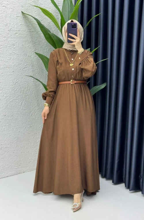 Kahve Vera Elbise Tesettür Giyim