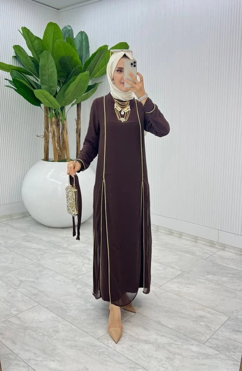 Kahve Premium İkili İmren Takım Tesettür Giyim