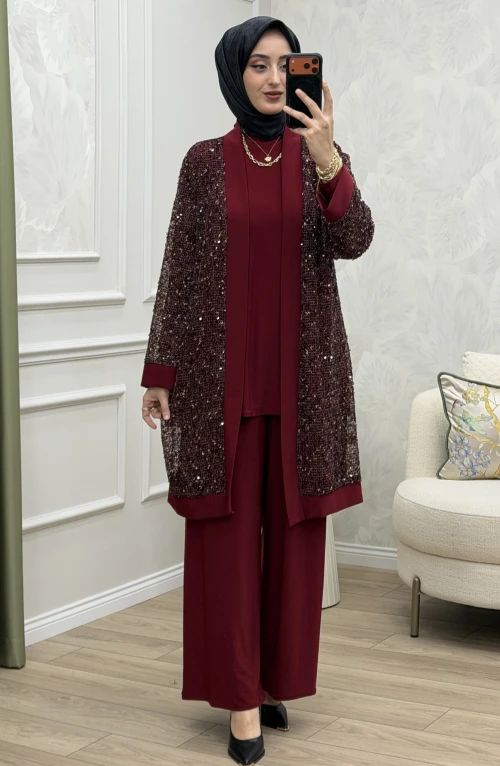 Safir 3 Lü Takım Bordo Safir 3 Lü Takım Bordo