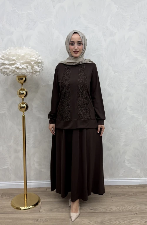 Hülya Etek Takım Kahverengi Hülya Etek Takım Kahverengi