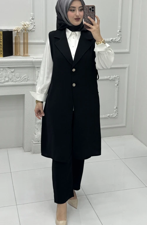 Sofia Yelek Takım Siyah