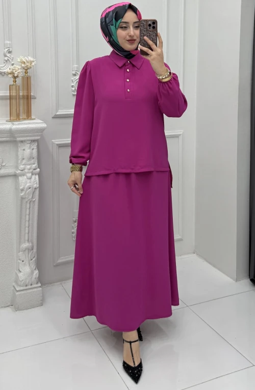 Adriana Etekli Takım Fuşya