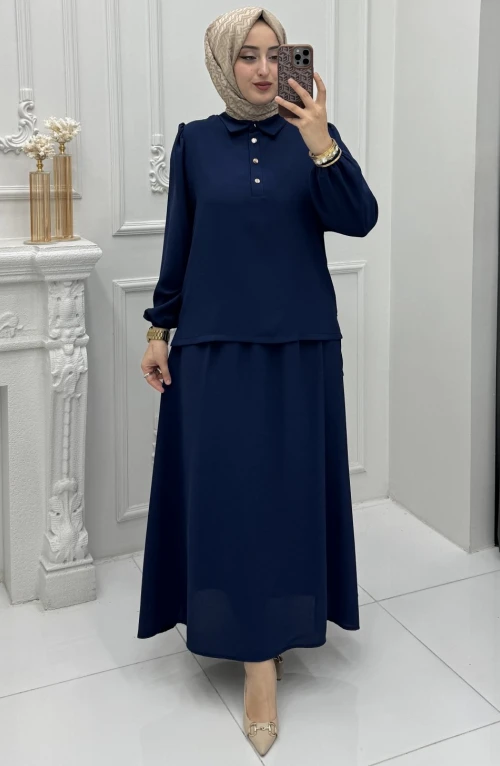 Adriana Etekli Takım Lacivert