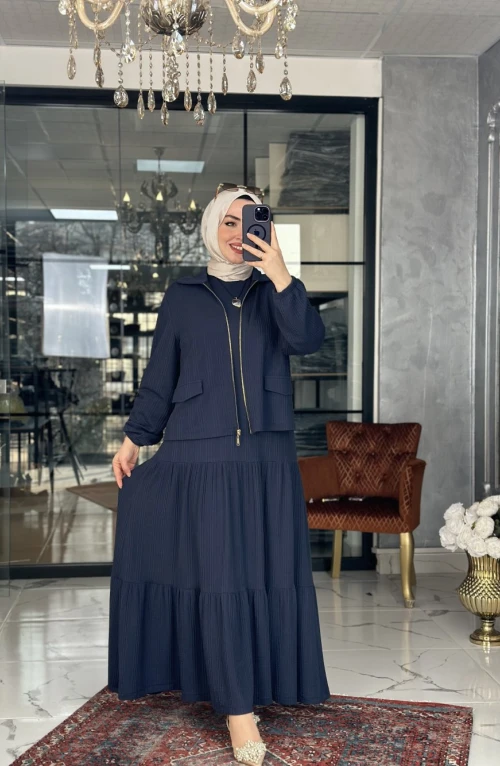 Atiye Elbise Ceket Takım Lacivert Atiye Elbise Ceket Takım Lacivert