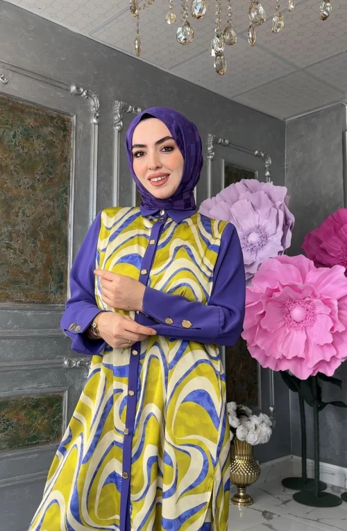 Nihal Pantolon Takım-Mor