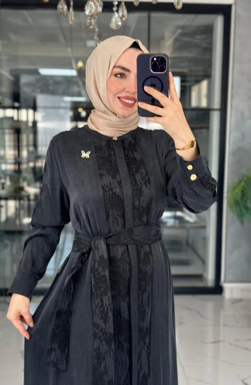 Şeyda Cupra Elbise-Siyah