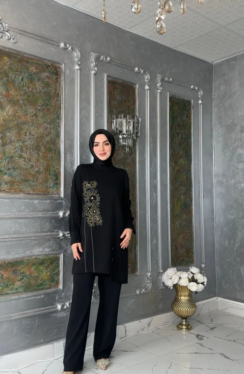 Hilal Pantolon Takım-Siyah