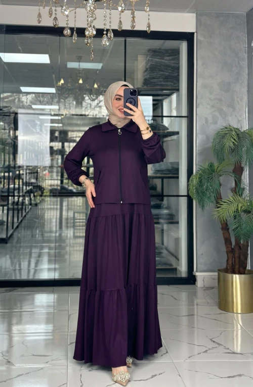 Asiye Ceket Elbise-Mürdüm