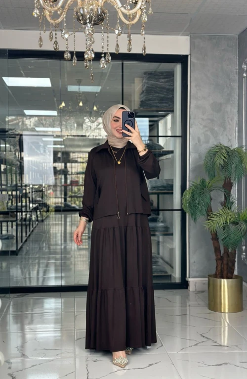 Asiye Ceket Elbise-Acı kahve