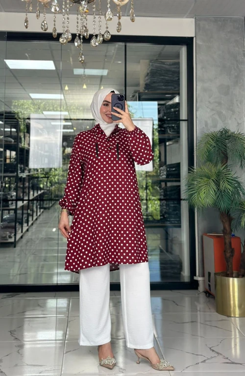 Tülay Puantiyeli Takım-Bordo Tülay Puantiyeli Takım-Bordo