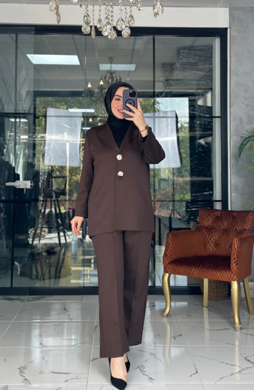 Modern Ceket Takım Kahverengi Modern Ceket Takım Kahverengi