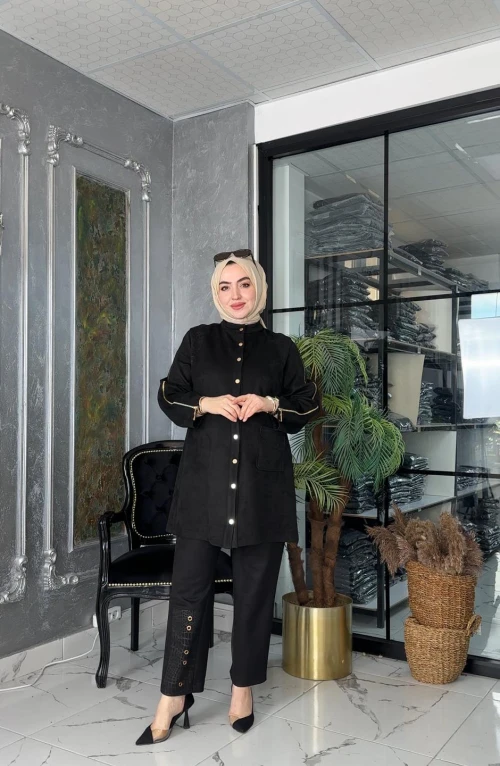 Miray Süet Takım Siyah Miray Süet Takım Siyah