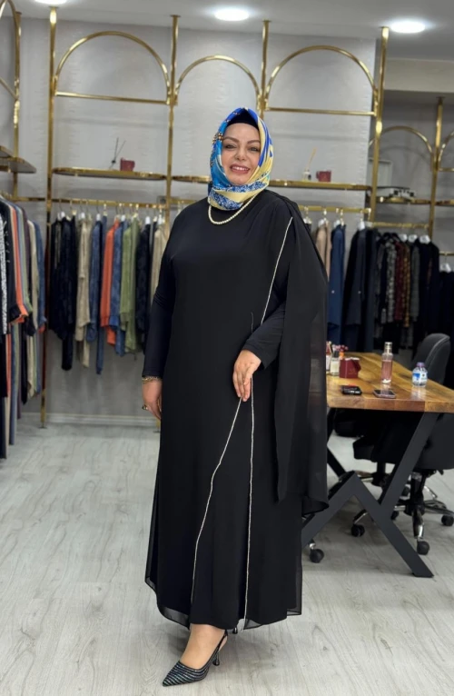 Linet Elbise Siyah Linet Elbise Siyah