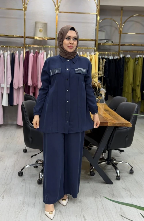 Sahra Tencel Takım Lacivert Sahra Tencel Takım Lacivert
